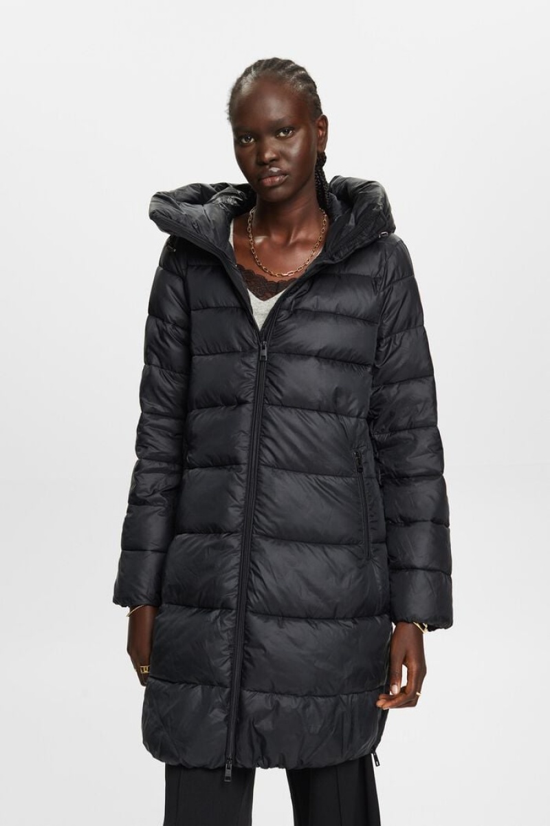 Dámské Kabáty Esprit Recycled: Puffer With A Hood Černé | ZTX649578