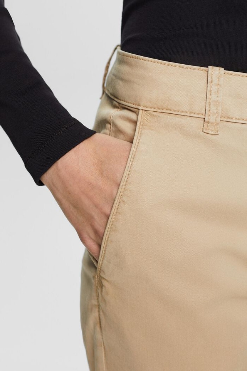 Dámské Kalhoty Esprit Basic Chino Hnědé | DYQ981472