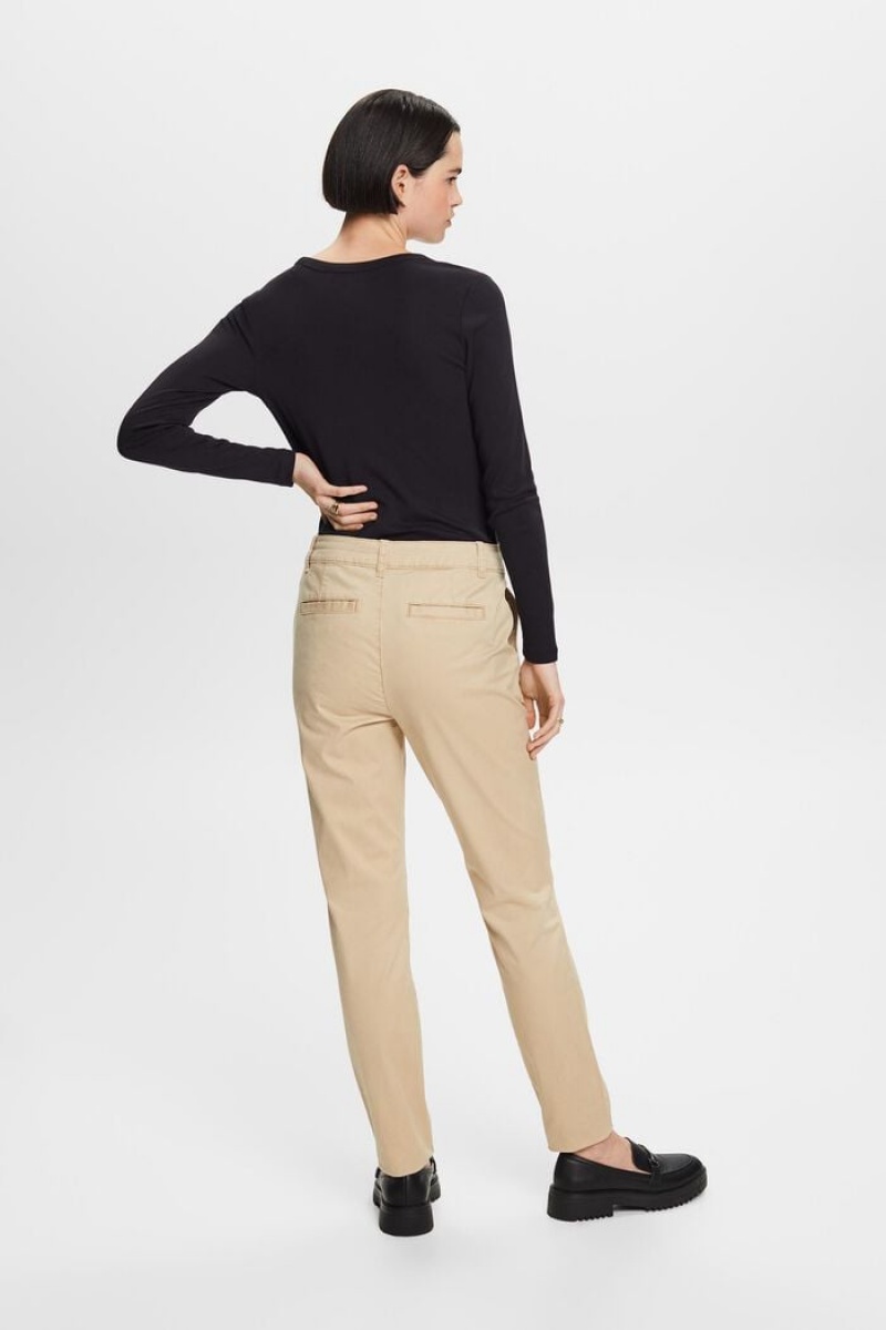 Dámské Kalhoty Esprit Basic Chino Hnědé | DYQ981472