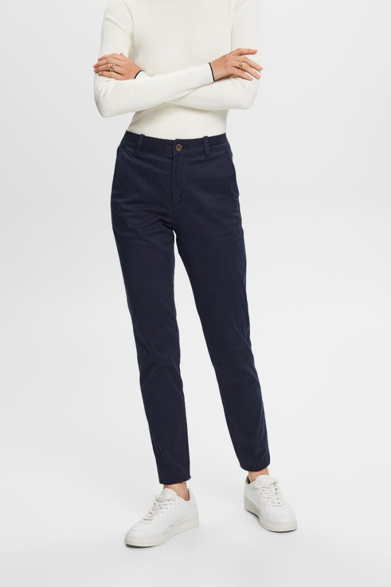 Dámské Kalhoty Esprit Basic Chino Tmavě Blankyt | CSG173586