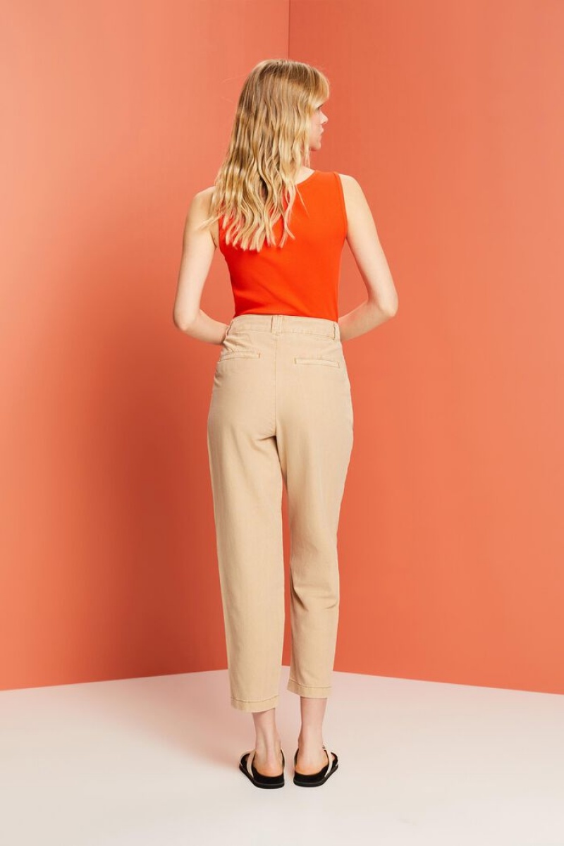 Dámské Kalhoty Esprit Chino,Linen Blend Hnědé | XMN638952