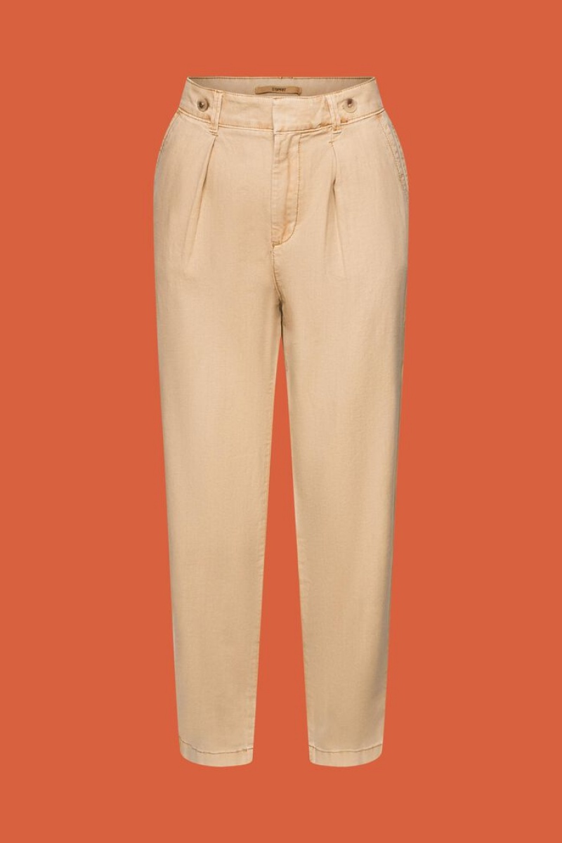 Dámské Kalhoty Esprit Chino,Linen Blend Hnědé | XMN638952