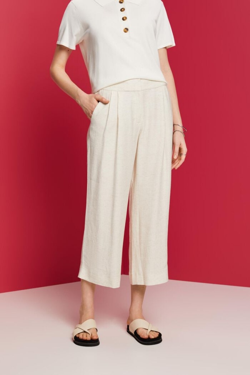 Dámské Kalhoty Esprit Crinkled Culotte Bílé | KFL390627