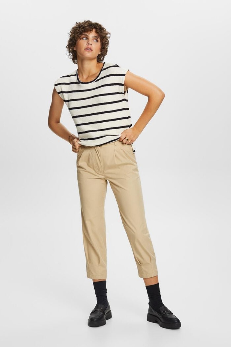 Dámské Kalhoty Esprit Cropped Chino Hnědé | DGF705918