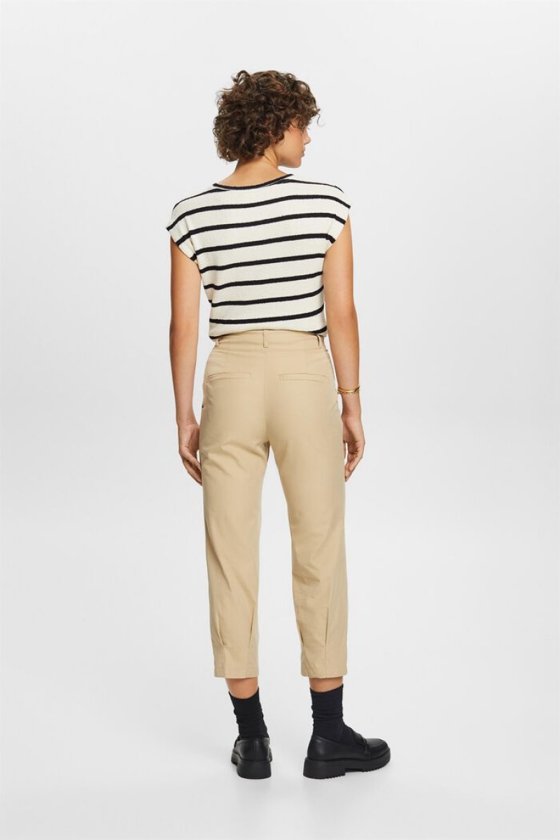 Dámské Kalhoty Esprit Cropped Chino Hnědé | DGF705918