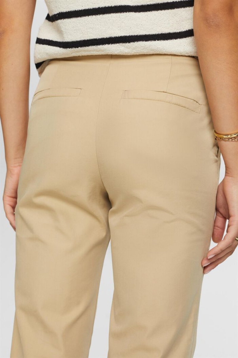 Dámské Kalhoty Esprit Cropped Chino Hnědé | DGF705918