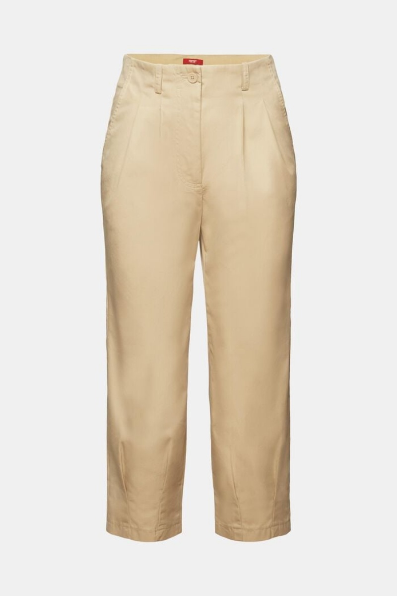 Dámské Kalhoty Esprit Cropped Chino Hnědé | DGF705918