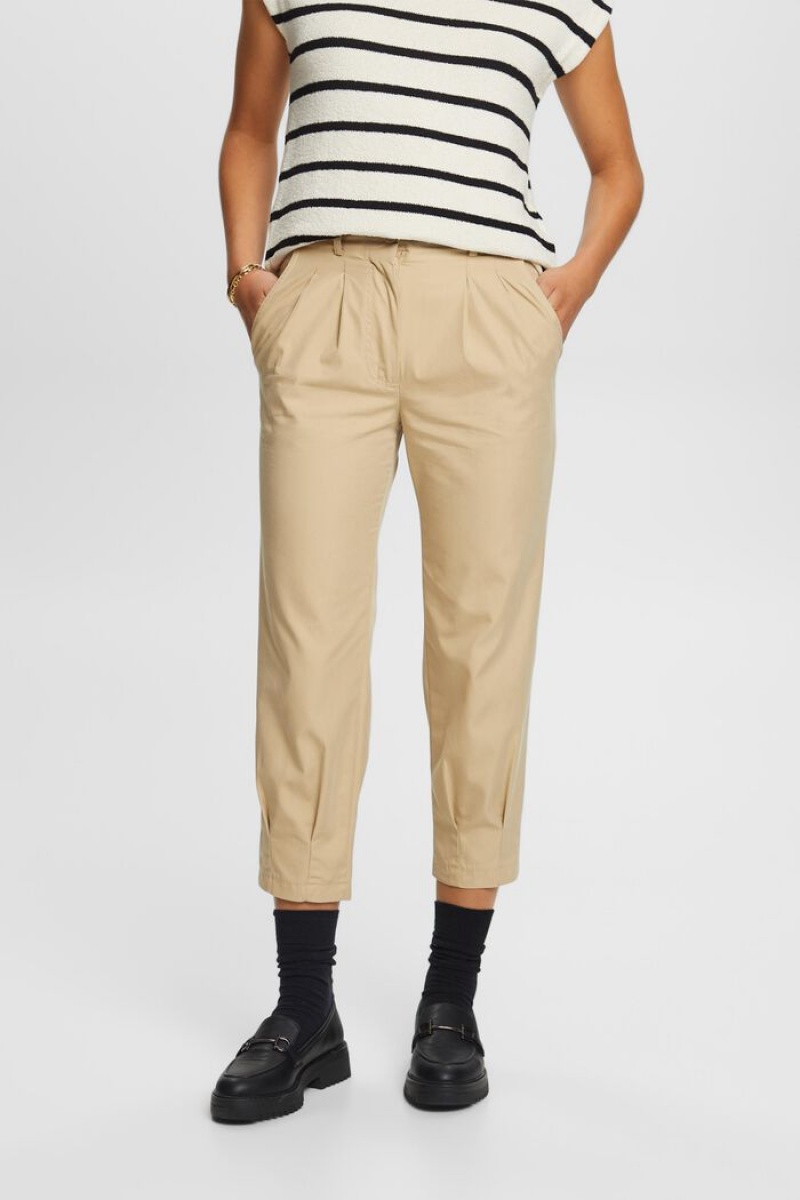 Dámské Kalhoty Esprit Cropped Chino Hnědé | DGF705918