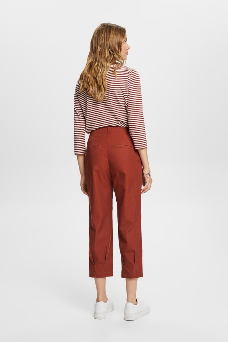 Dámské Kalhoty Esprit Cropped Chino Červené Hnědé | SRQ670129