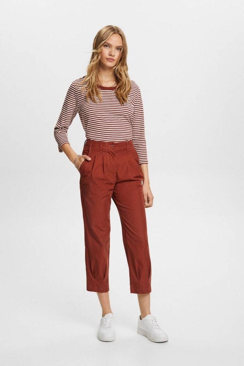 Dámské Kalhoty Esprit Cropped Chino Červené Hnědé | SRQ670129