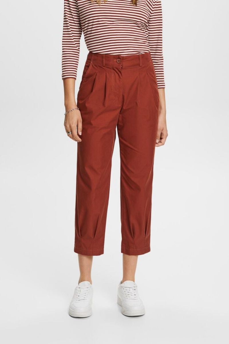 Dámské Kalhoty Esprit Cropped Chino Červené Hnědé | SRQ670129