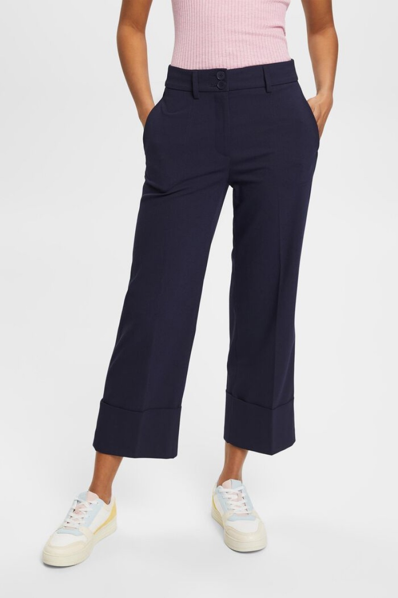 Dámské Kalhoty Esprit Cropped Twill Tmavě Blankyt | VLW265819