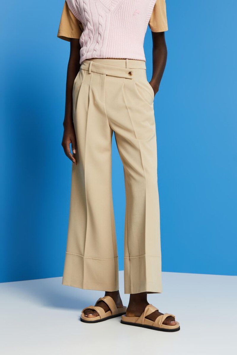 Dámské Kalhoty Esprit Culotte With Blended Viscose Hnědé | XLO512074