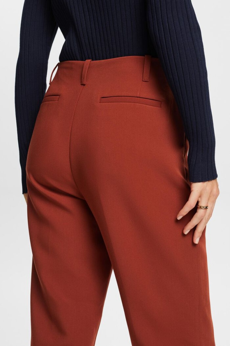 Dámské Kalhoty Esprit High Waisted Chino With Darts Červené Hnědé | UFW783901