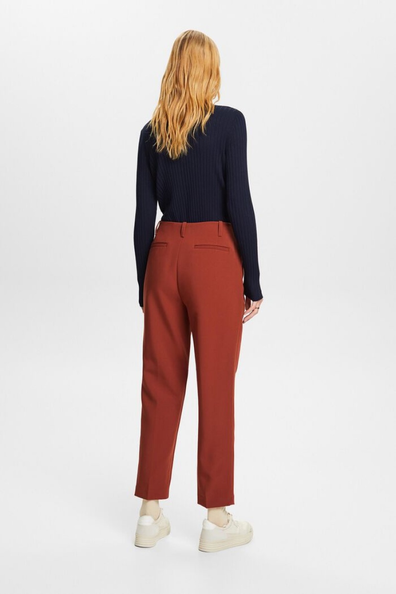 Dámské Kalhoty Esprit High Waisted Chino With Darts Červené Hnědé | UFW783901