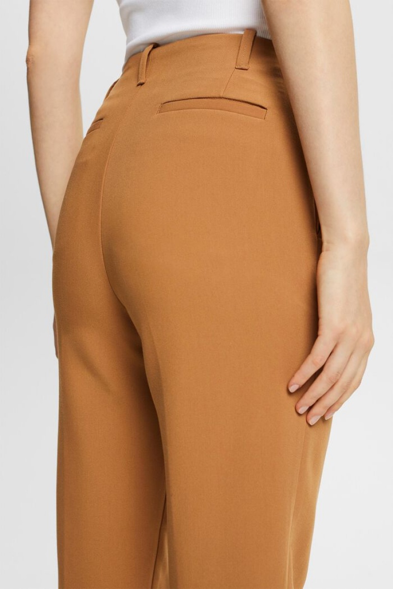 Dámské Kalhoty Esprit High Waisted Chino With Darts Hnědé | ZVB470659