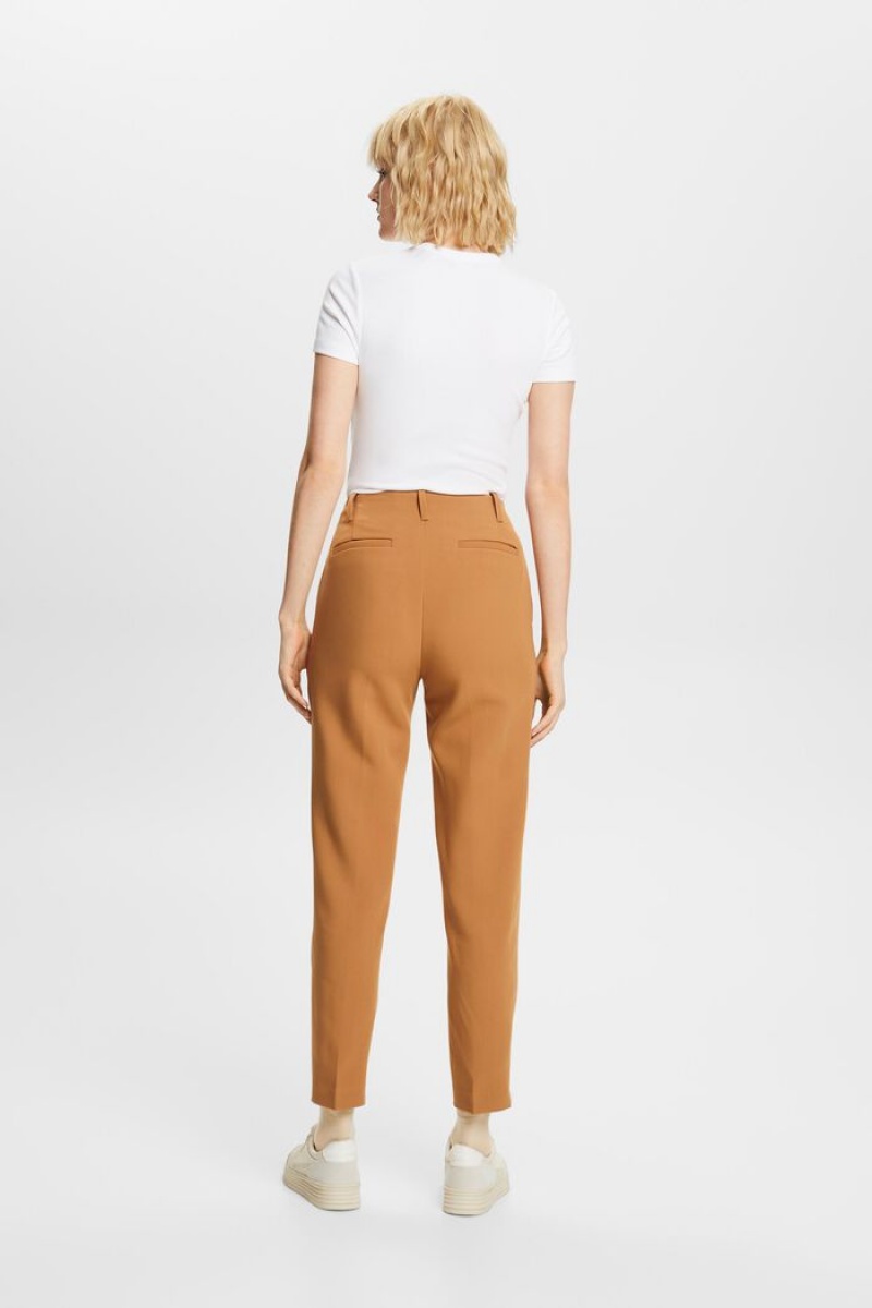 Dámské Kalhoty Esprit High Waisted Chino With Darts Hnědé | ZVB470659