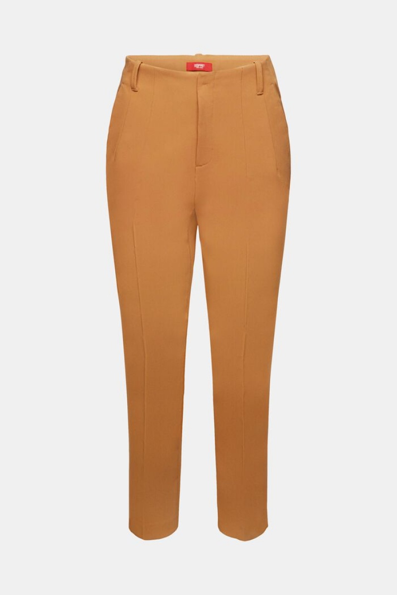 Dámské Kalhoty Esprit High Waisted Chino With Darts Hnědé | ZVB470659