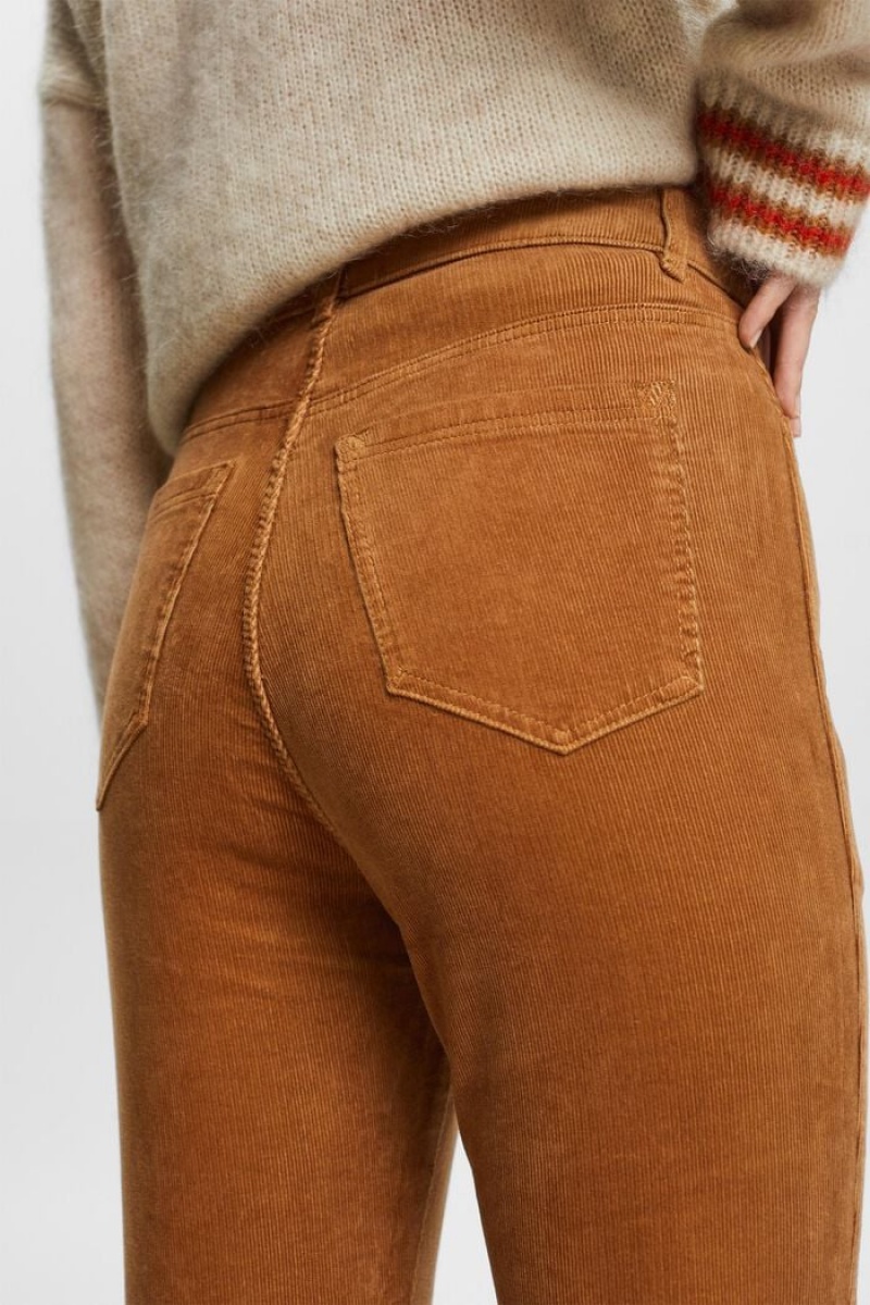 Dámské Kalhoty Esprit High-rise Bootcut Fit Corduroy Hnědé | UTH271984