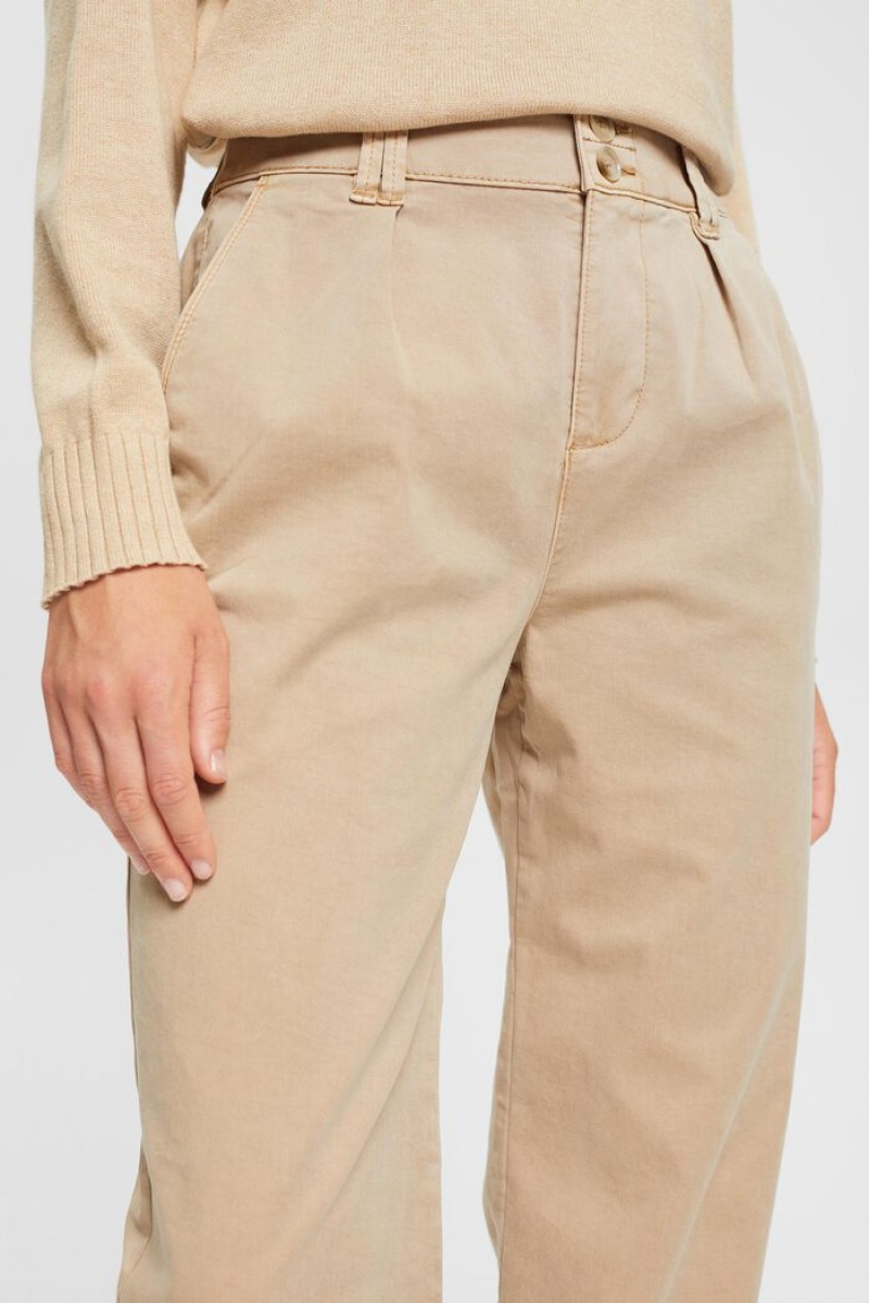 Dámské Kalhoty Esprit High-rise Chino,Tencel™ Hnědé | QPW543812