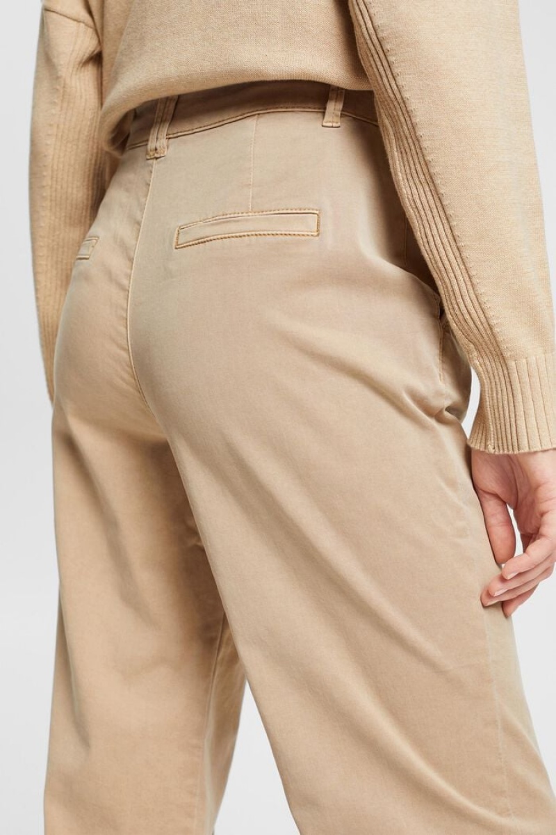 Dámské Kalhoty Esprit High-rise Chino,Tencel™ Hnědé | QPW543812