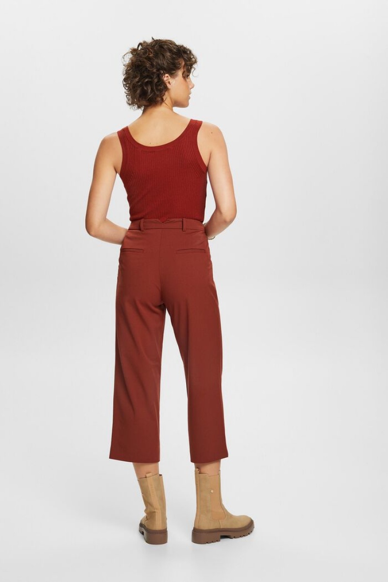 Dámské Kalhoty Esprit High-rise Culottes With Pasem Pleats Červené Hnědé | LPY604715