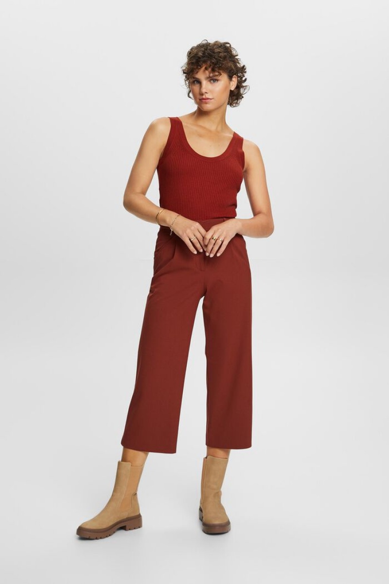 Dámské Kalhoty Esprit High-rise Culottes With Pasem Pleats Červené Hnědé | LPY604715