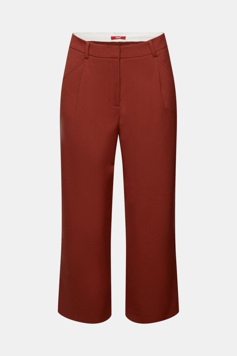 Dámské Kalhoty Esprit High-rise Culottes With Pasem Pleats Červené Hnědé | LPY604715