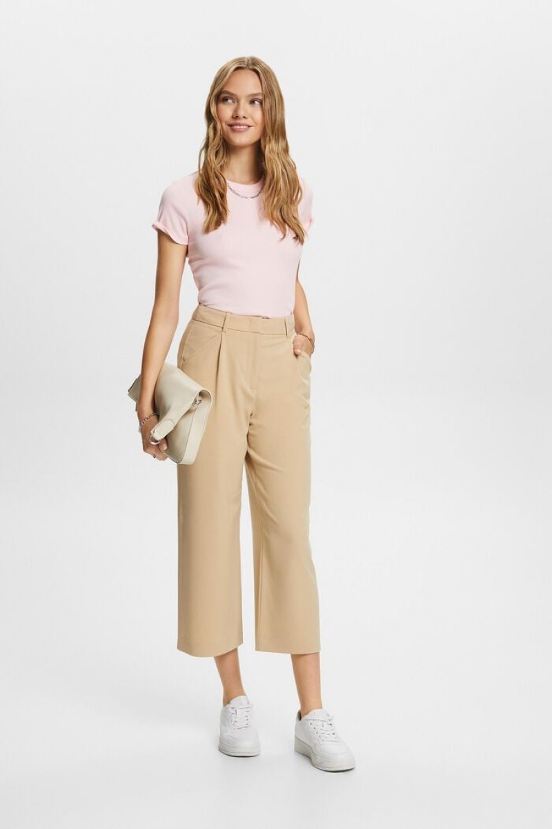 Dámské Kalhoty Esprit High-rise Culottes With Pasem Pleats Hnědé | JXT218379