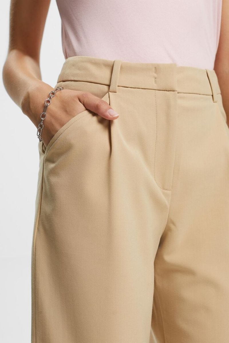 Dámské Kalhoty Esprit High-rise Culottes With Pasem Pleats Hnědé | JXT218379