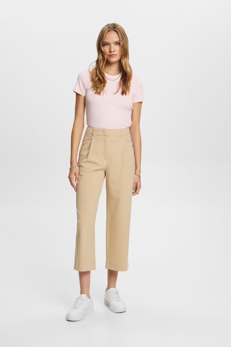 Dámské Kalhoty Esprit High-rise Culottes With Pasem Pleats Hnědé | JXT218379