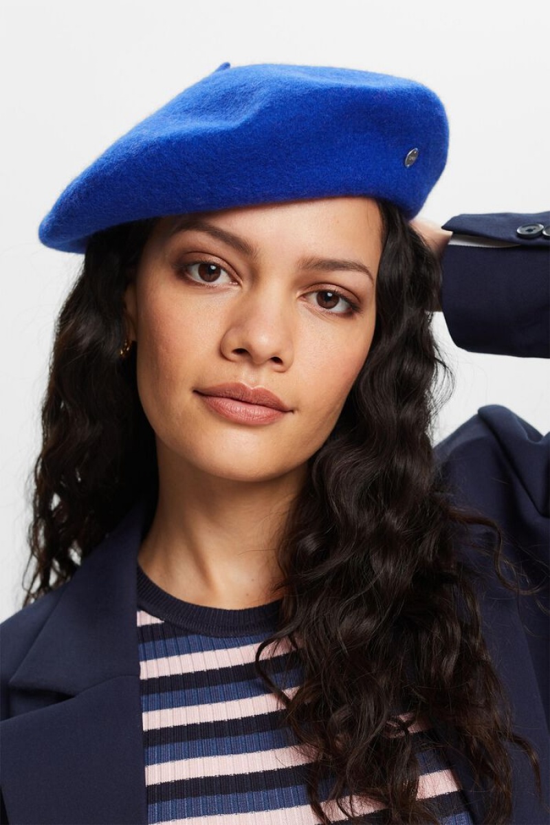 Dámské Klobouky Esprit Blended Vlna Beret Světle Blankyt | MWV806712