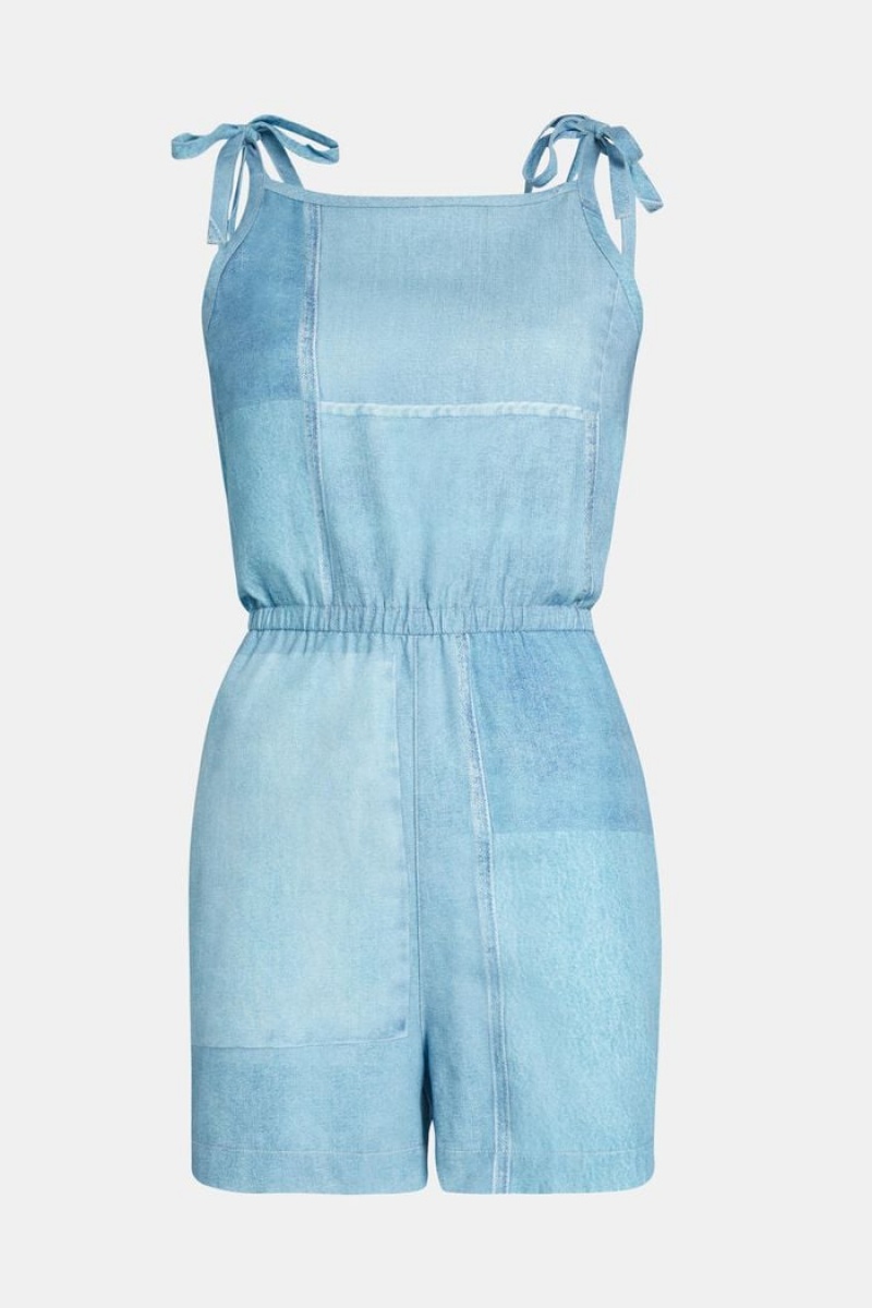 Dámské Kombinéza Esprit Denim Not Denim Print Playsuit Blankyt | HAI843951