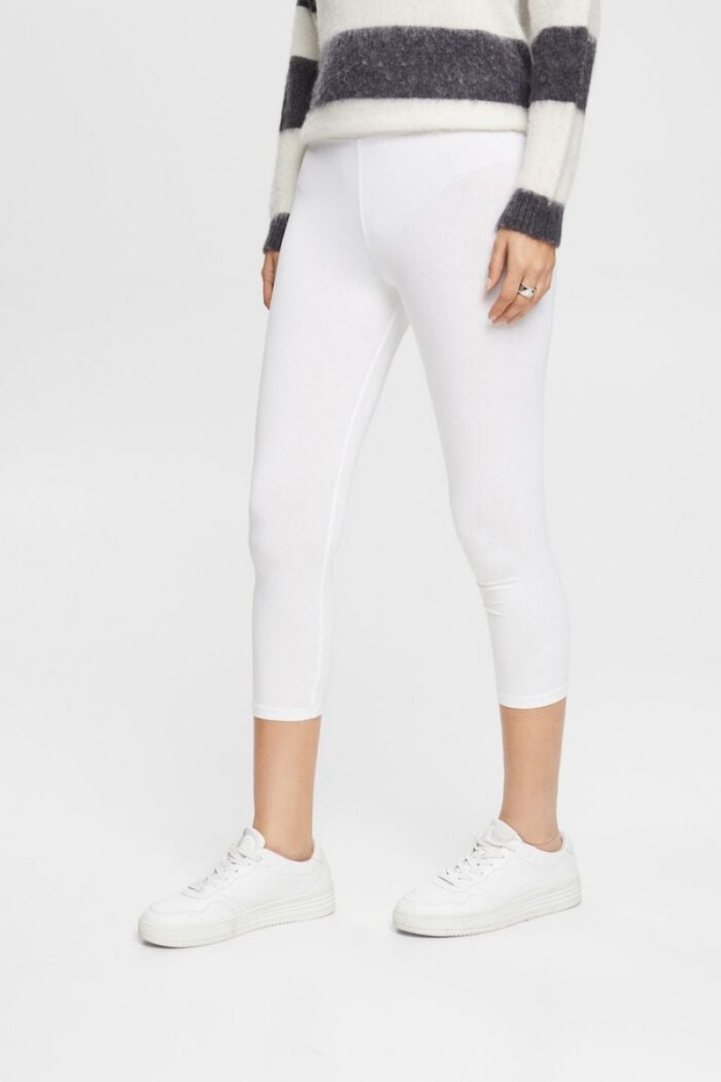 Dámské Legíny Esprit Cropped Bílé | JPH842970