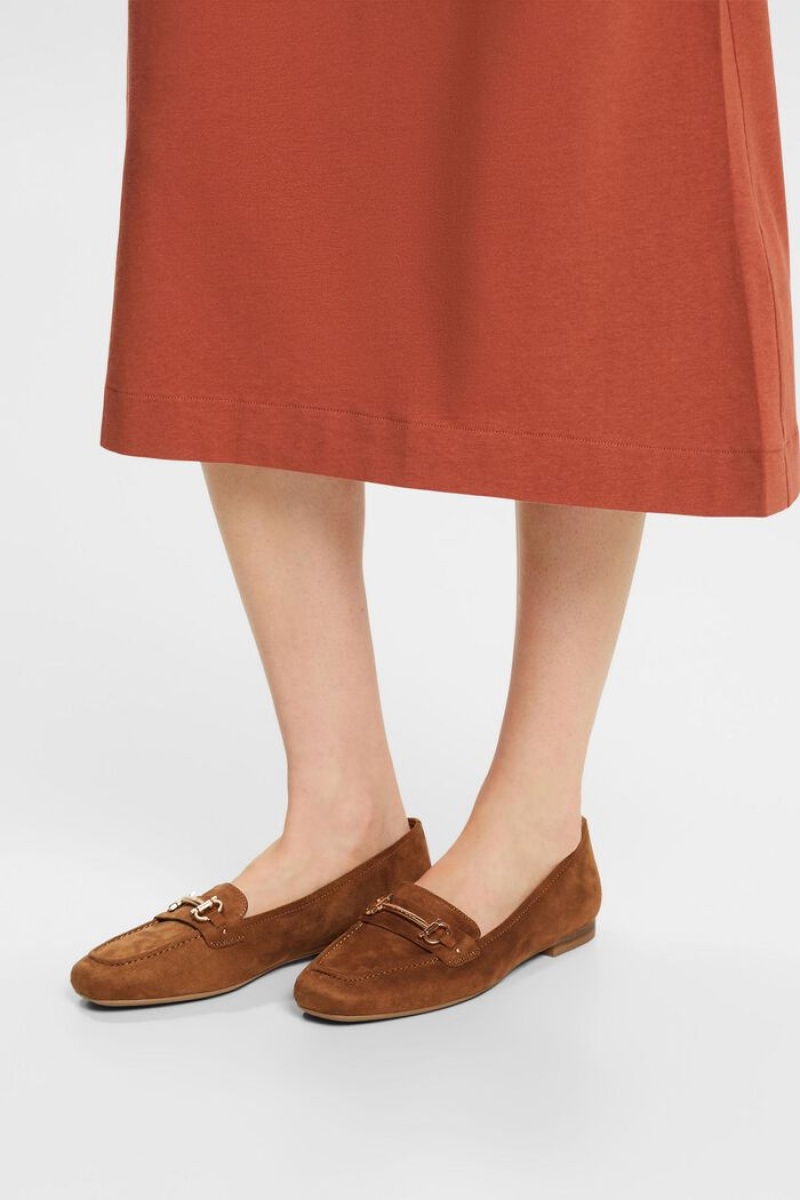 Dámské Loafers Esprit Faux Semišové Hnědé | AXI295340