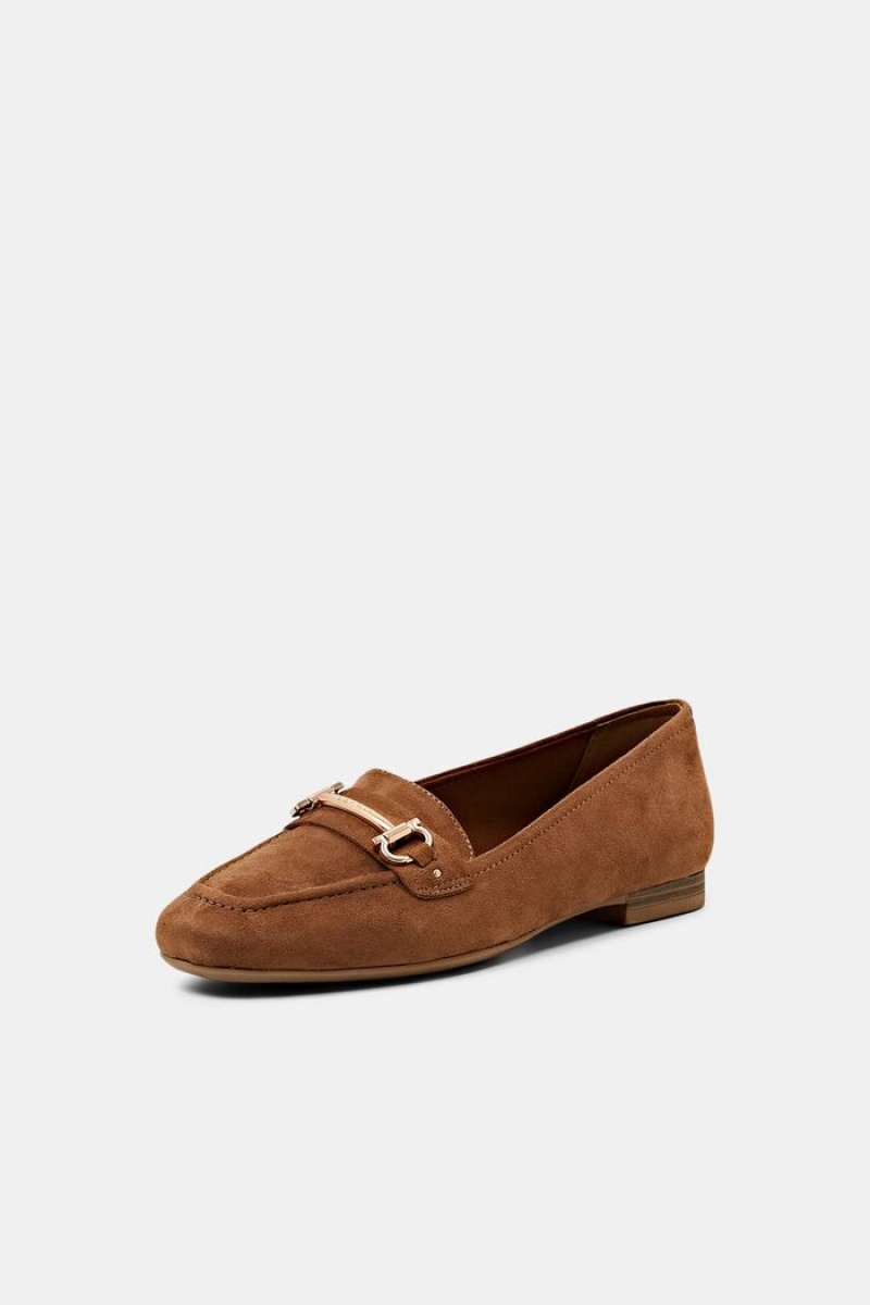 Dámské Loafers Esprit Faux Semišové Hnědé | AXI295340