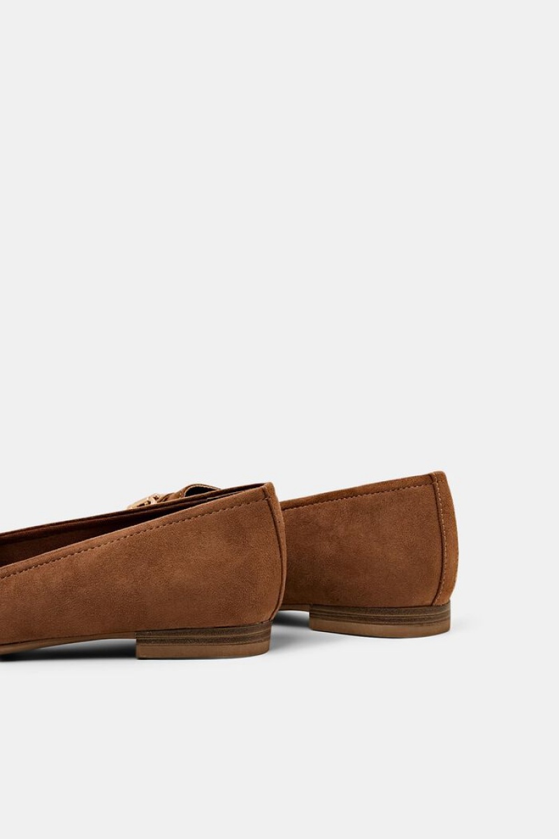 Dámské Loafers Esprit Faux Semišové Hnědé | AXI295340