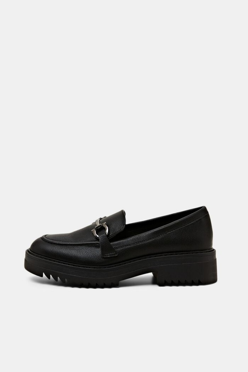 Dámské Loafers Esprit Veganské Læder Platformy Černé | KXO542361