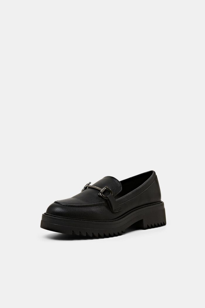 Dámské Loafers Esprit Veganské Læder Platformy Černé | KXO542361