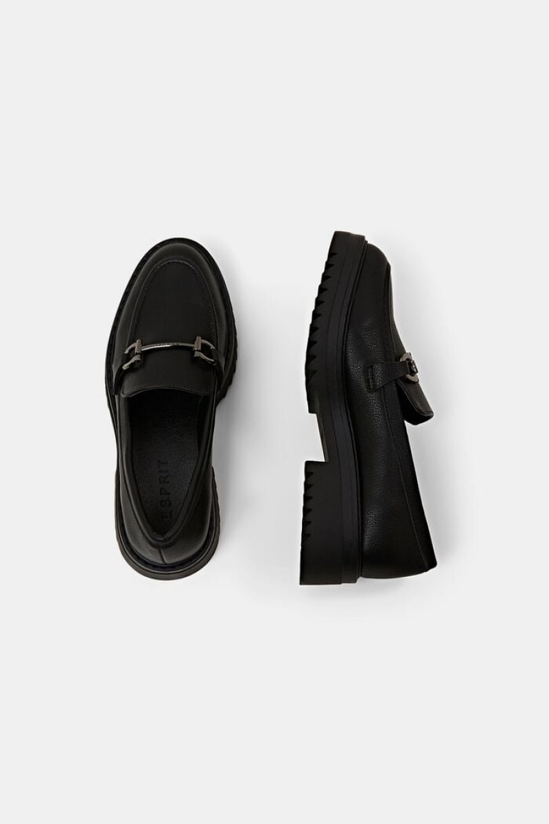 Dámské Loafers Esprit Veganské Læder Platformy Černé | KXO542361