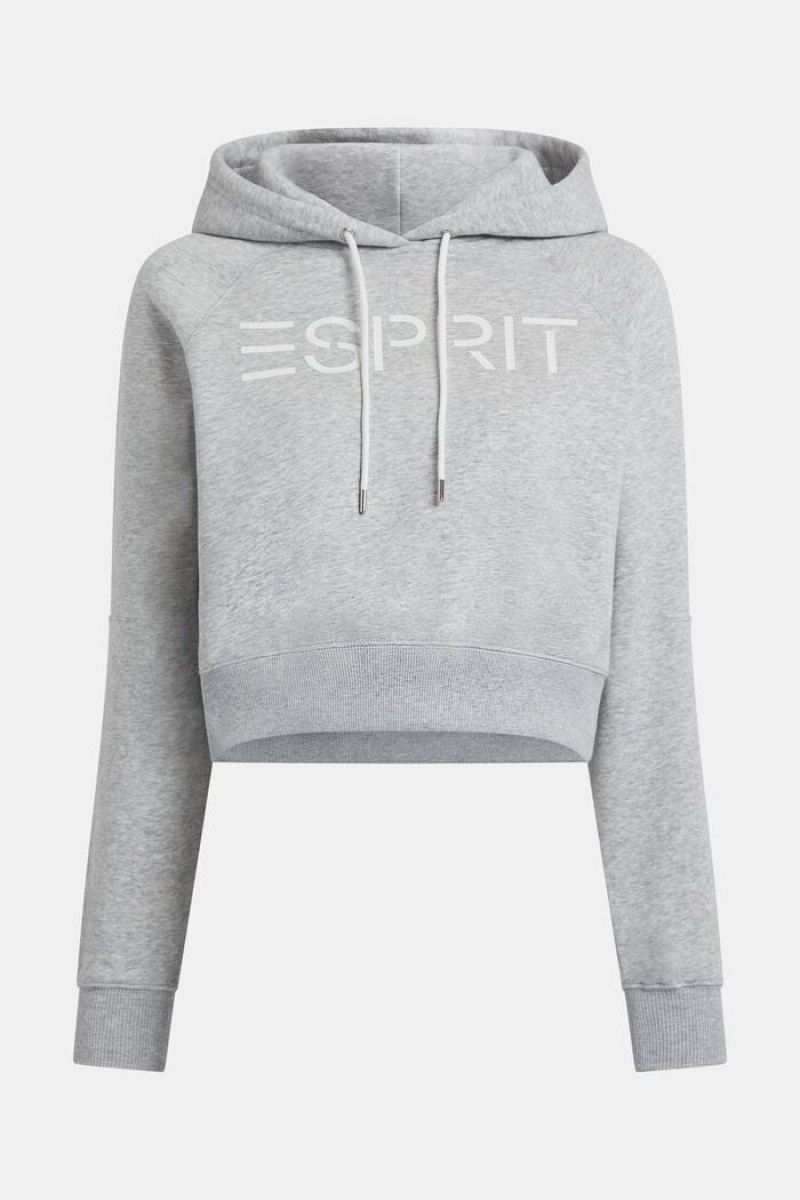 Dámské Mikina s Kapucí Esprit Cropped Logo Světle Šedé | KLW516820