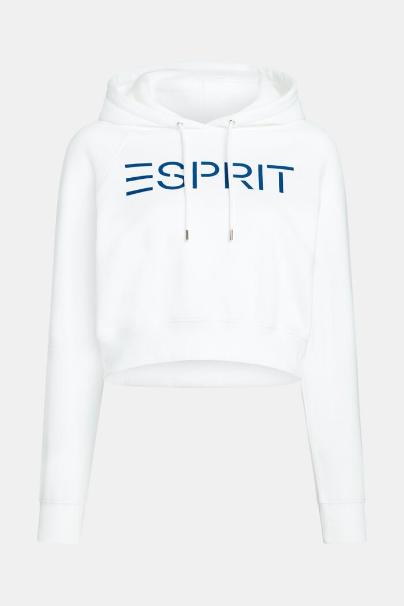 Dámské Mikina s Kapucí Esprit Cropped Logo Bílé | RGF879354