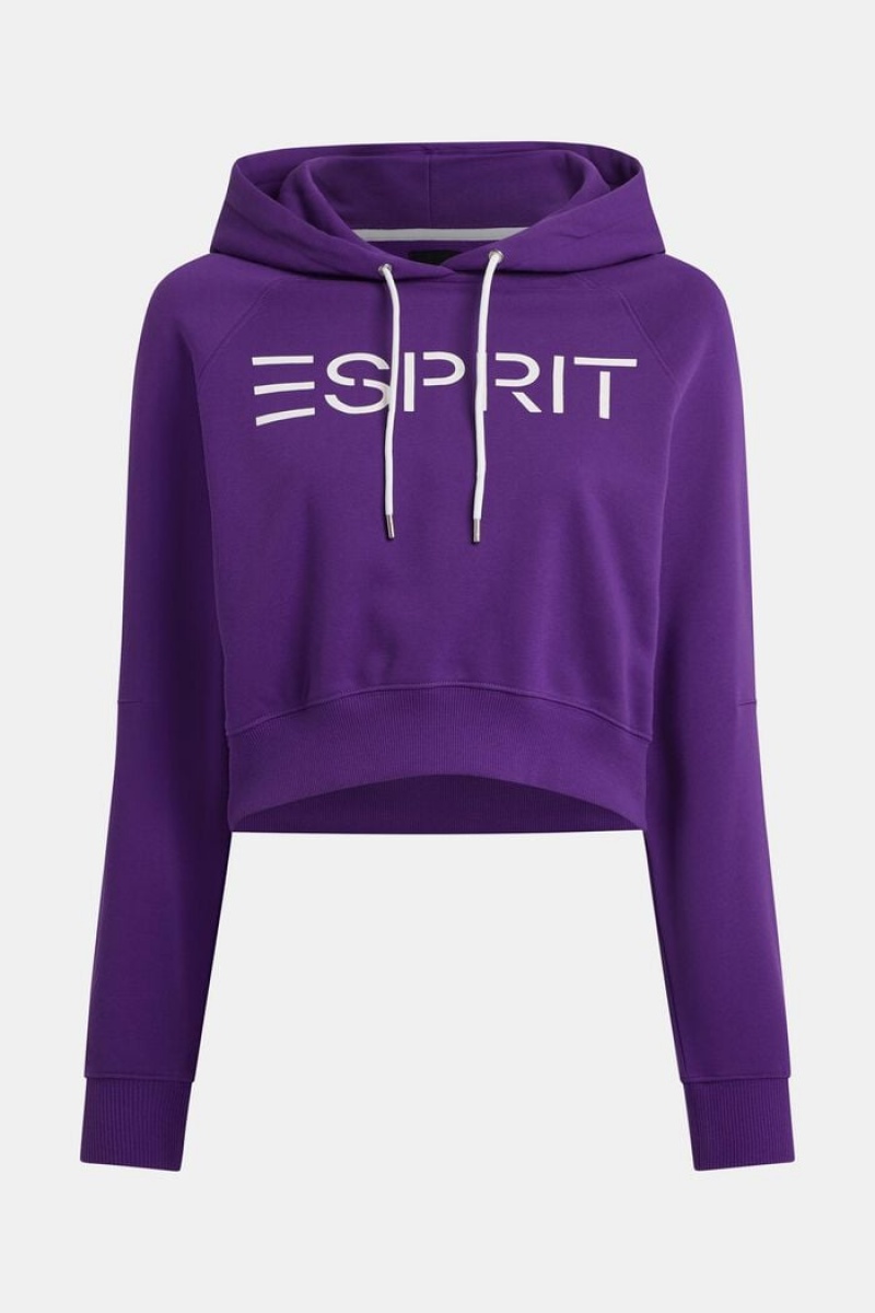 Dámské Mikina s Kapucí Esprit Cropped Logo Fialové | JSR289630