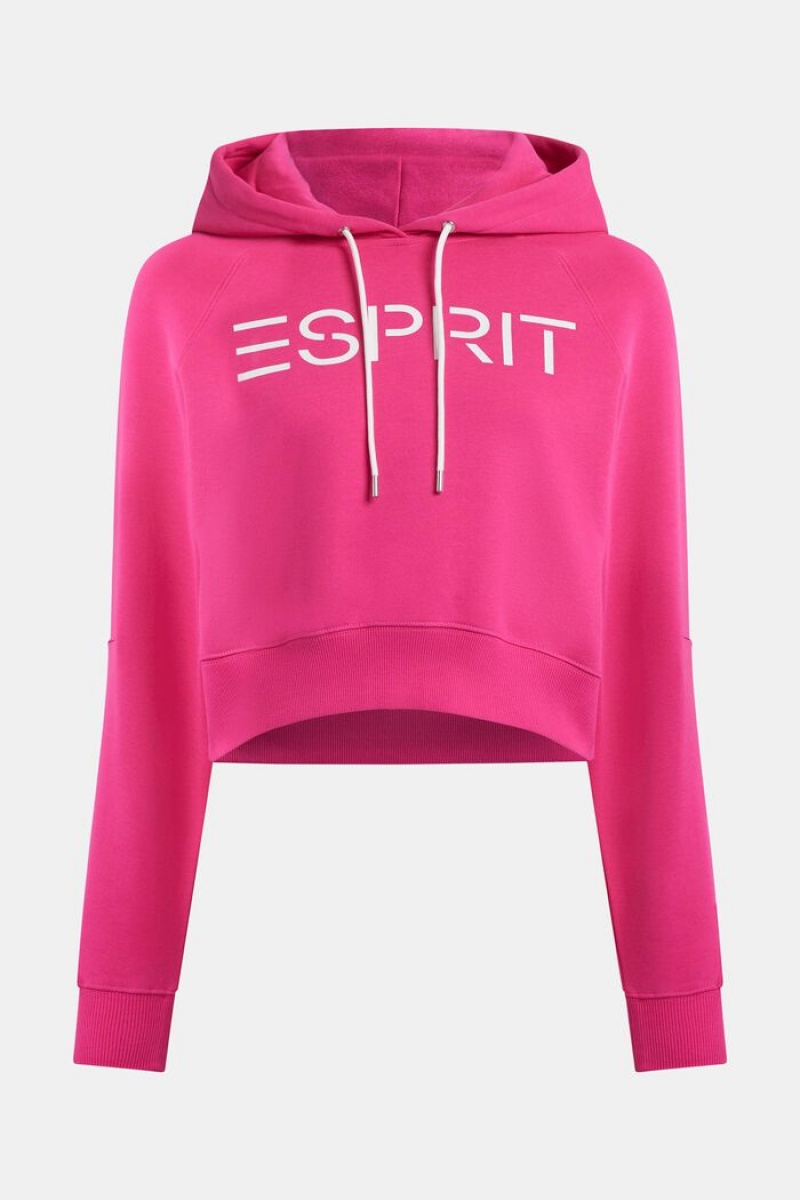 Dámské Mikina s Kapucí Esprit Cropped Logo Růžové Fuchsie | IPE413905