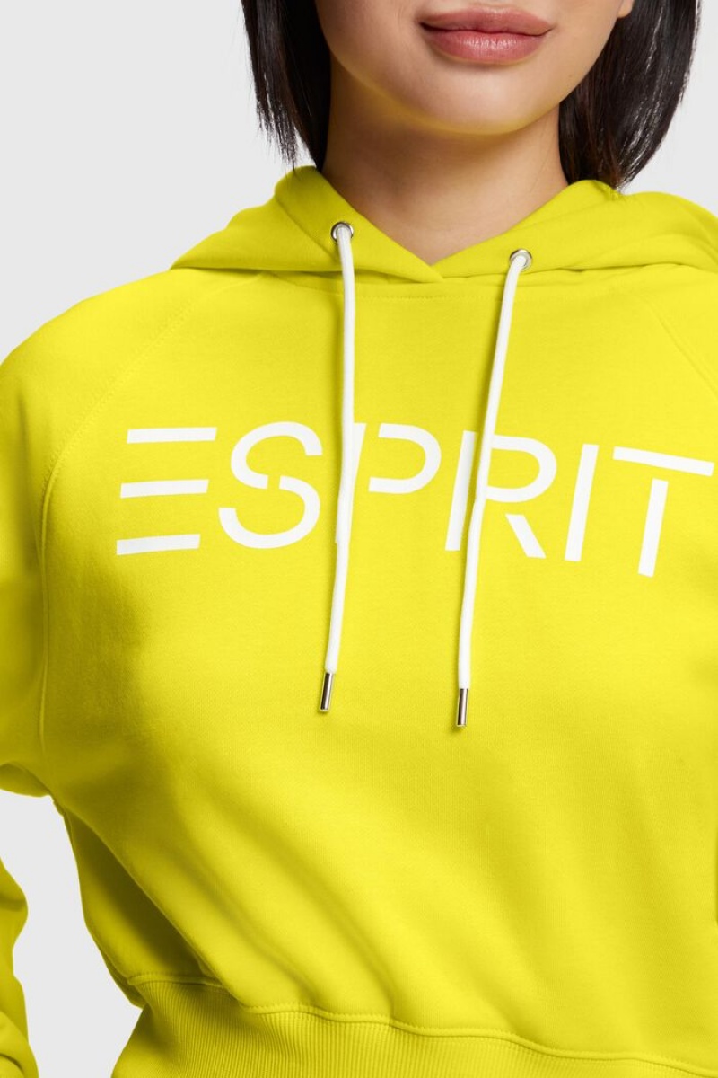 Dámské Mikina s Kapucí Esprit Cropped Logo Světle Žluté | URI627419