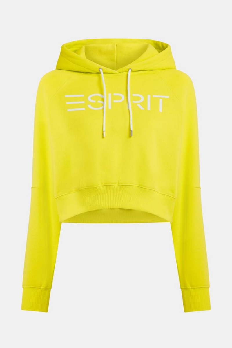 Dámské Mikina s Kapucí Esprit Cropped Logo Světle Žluté | URI627419