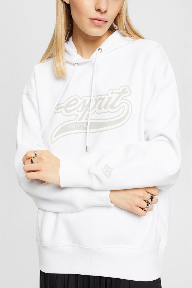 Dámské Mikina s Kapucí Esprit Logo Fleece Bílé | CRM649028