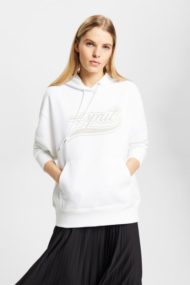 Dámské Mikina s Kapucí Esprit Logo Fleece Bílé | CRM649028