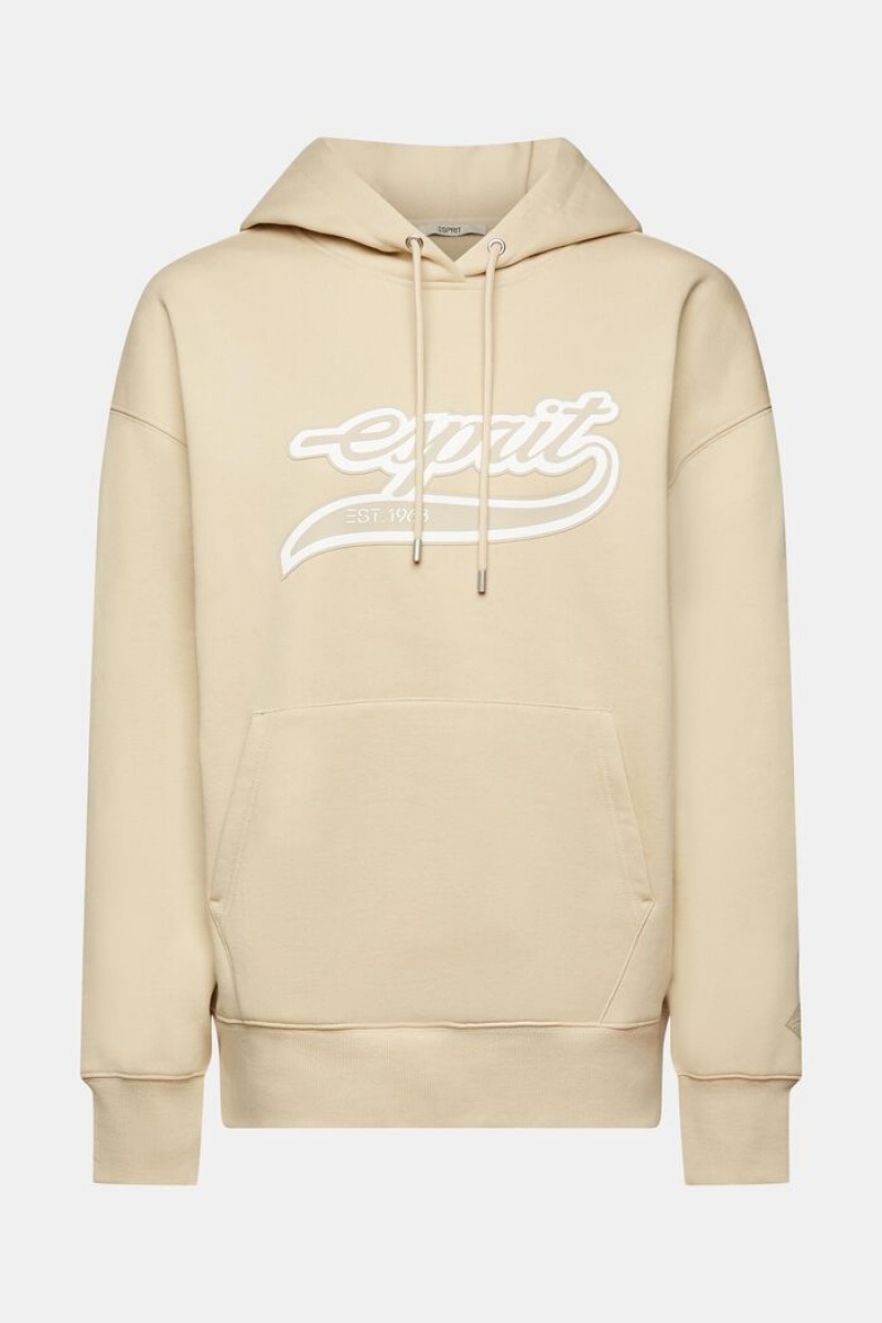 Dámské Mikina s Kapucí Esprit Logo Fleece Béžový | YBA095861