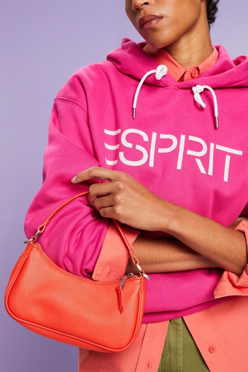 Dámské Mikina s Kapucí Esprit Logo Fleece Růžové Fuchsie | GTK748120